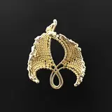Mary Lee Hu, Lapel Pin #2, 2023, 18k and 22k yellow gold, twined and melted