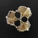 Mary Lee Hu, Lapel Pin #4, 2023, 18k and 22k yellow gold, twined and melted