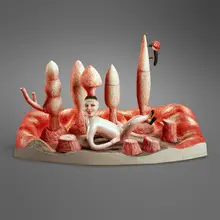 Patti Warashina, Save Our Trees Sake set, 2006, glazed earthenware