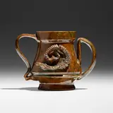 Snake vase by George E. Ohr, 1898-1910, glazed earthenware, sold May 2023