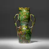 Exceptional vase by George E. Ohr, 1897-1900, glazed earthenware, sold May 2023
