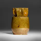 Vase by George E. Ohr, 1897-1900, glazed earthenware, sold May 2023