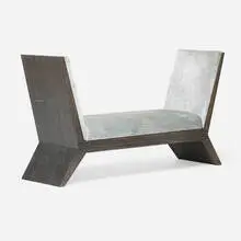 Noel Jeffrey, Bench, c. 1980, stained and cerused oak, upholstery