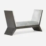 Noel Jeffrey, Bench, c. 1980, stained and cerused oak, upholstery