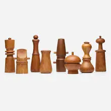 Jens Quistgaard, Collection of eight salt and pepper mills, 1960-1980, teak