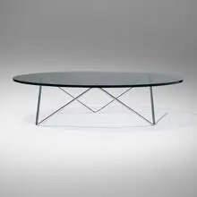 Herbert Hirche, Coffee table, c. 1953, glass, chrome-plated steel