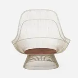 Warren Platner, Lounge chair, model 1715, nickel-plated steel, upholstery over wood