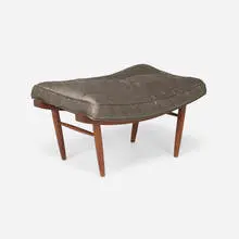 Origins stool, model 219 by George Nakashima, c. 1958, walnut, upholstery, sold Sep 2025