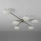 Ceiling lamp by Modern, c. 1965, white glass, nickel-plated brass, sold Sep 2025