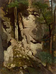 Eugen Bracht, Vordergrundstudie mit Licht- und Schattenspiel“. Vor 1877, Öl auf Papier, auf Leinwand aufgezogen