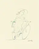 Jean-Jacques Sempé, Le départ“ (Der Aufbruch), 1985, Tuschfeder und Farbstift auf Ingres-Bütten