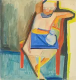 Johanna Schutz-Wolff, Sitzendes Mädchen, 1918, Gouache auf Papier