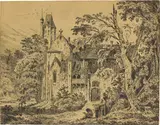 Carl Blechen, Kloster im Walde, 1823, Radierung auf Bütten