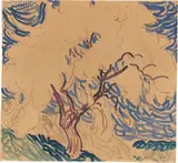 Baumstudie by Christian Rohlfs, 1907, Aquarell auf festem bräunlichen Papier, sold Dec 2022