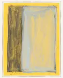 Günther Förg, Ohne Titel, 1991, Gouache und Kohle auf gelbem Papier