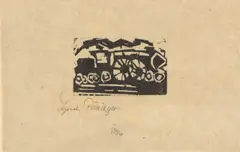 Lyonel Feininger, Kleine Lokomotive, 1919, Holzschnitt auf bräunlichem Papier