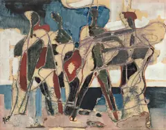 Figurinen by Max Kaus, 1950, Gouache und Monotypie auf Papier, sold Nov 2013