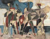 Max Kaus, Figurinen, 1950, Gouache und Monotypie auf Papier
