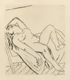 Max Beckmann, Liegende, 1922, Kaltnadel auf Velin
