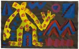A. R. Penck, Ohne Titel. Anfang 1980er Jahre, Gouache auf dunkelbraunem Bütten