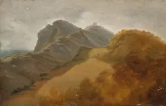 Albert Venus, Italienische Gebirgslandschaft, Um 1868, Öl auf Papier auf Pappe