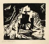 Die Ausfahrt by Lyonel Feininger, 1919, Holzschnitt auf Japanbütten, sold Nov 2013
