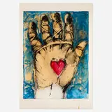 Jim Dine, Shellac on a Hand, 1986, etching and drypoint with hand-painted acrylic and shellac