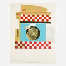 Robert Rauschenberg, Mink Chow (from the Chow Bags series), 1977, screenprint in colors with collage, graphite and plastic stitching