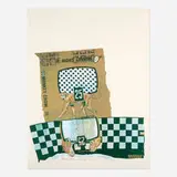 Robert Rauschenberg, Monkey Chow (from the Chow Bags suite), 1977, screenprint in colors with collage, graphite and plastic stitching