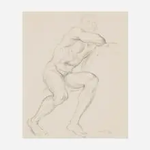 Paul Cadmus, Untitled (Seated Male Nude), 1934, graphite on vellum
