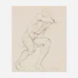 Paul Cadmus, Untitled (Seated Male Nude)