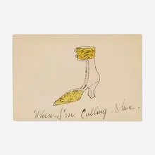 Andy Warhol, When I'm Calling Shoe (from the À la recherche du shoe perdu series), c. 1955, offset lithograph with hand-coloring