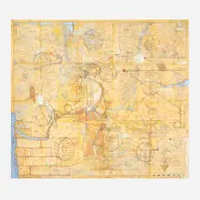 William T. Wiley, Creative War Map, 2003, woven cotton jacquard