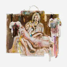Zhou Yilun, Pieta, 2015, mixed media and found object collage on cardboard