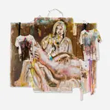 Zhou Yilun, Pieta, 2015, mixed media and found object collage on cardboard