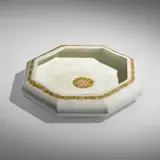 Rare dish with roses by Frederick Hurten Rhead for Arequipa Pottery, 1913, hand-carved and glazed earthenware, sold May 2023
