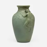 Weller Pottery, Fru-Russett vase with Virginia creepers and male nude, c. 1904, glazed earthenware