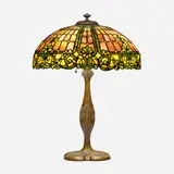 Duffner & Kimberly, Colonial table lamp, c. 1905, leaded glass, bronze