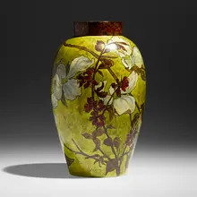 John Bennett, Large vase with dogwood blossoms, 1880, glazed earthenware
