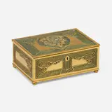 Tiffany Studios, Abalone jewel case, c. 1910, gilt bronze, mother-of-pearl