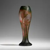 Daum, Tall vase with crocuses, c. 1900, acid-etched, wheel-carved, and martelé cameo glass