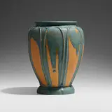 Rare and Large vase by Grueby Faience Company, 1898-1910, glazed earthenware, sold May 2023