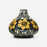 Early miniature vase with cat's claw by Newcomb College Pottery, 1902, glazed earthenware, sold May 2023