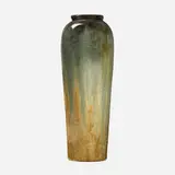 Fulper Pottery, Tall vase, 1917-1934, frothy flambé-glazed stoneware