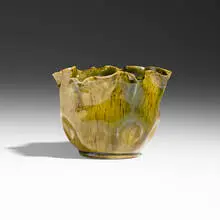 Vase by George E. Ohr, 1898-1910, glazed earthenware, sold May 2023
