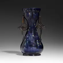 Exceptional vase by George E. Ohr, 1898-1910, glazed earthenware, sold May 2023