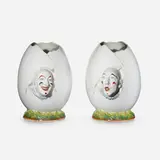 Isaac Broome for Ott and Brewer, Rare vases (Cracked Eggs), pair, 1877, glazed earthenware