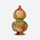 Gourd vase by Christopher Dresser for Linthorpe Pottery, c. 1880, glazed earthenware, sold May 2023