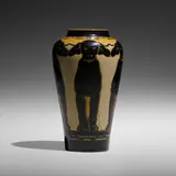 Sabina E. Wells for Newcomb College Pottery, Rare and Early vase with dogs, 1905, glazed earthenware