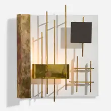Wall lamp by Gio Ponti, c. 1968, brass, enameled brass, enameled aluminum, sold Sep 2025
